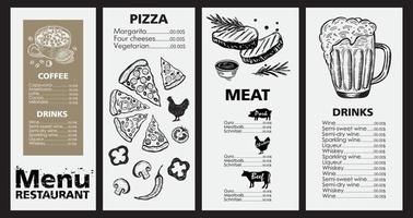 menu sjabloonontwerp voor restaurant, schets illustratie. vector. vector