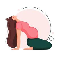 yoga voor zwangere vrouwen in cartoonstijl vector