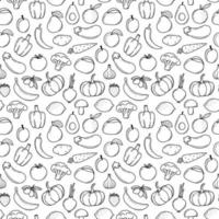 naadloze patroon fruit, groenten in doodle stijl. zwart-wit patroon vector