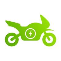 elektrische motor groen silhouet pictogram. elektrische motorfiets glyph pictogram. eco elektriciteit alternatief stedelijk vervoer icoon. ecologie elektrische moto voertuig teken. geïsoleerde vectorillustratie. vector