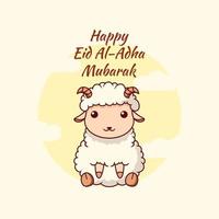 gelukkige eid al adha mubarak. handgetekende cartoon. vector