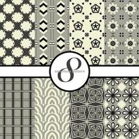 geometrische naadloze patronen vector set. gele, bruine en witte kleur stof patroon achtergrond