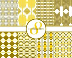 geometrische naadloze patronen vector set. gele, bruine en witte kleur stof patroon achtergrond