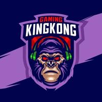 kingkong mascotte gaming logo sjabloon vector