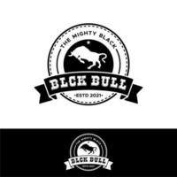 vintage label koe buffel angus stier stempel ontwerp inspiratie logo vector