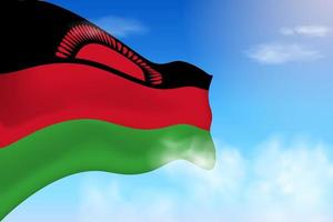 vlag van malawi in de wolken. vector vlag zwaaien in de lucht. nationale dag realistische vlag illustratie. blauwe hemelvector.