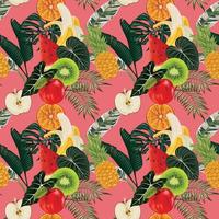 zomer fruit tropische naadloze ontwerp vector op roze background