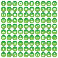 100 muziekpictogrammen instellen groene cirkel vector