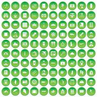 100 paspoortpictogrammen instellen groene cirkel vector