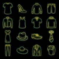 kleding pictogrammen instellen vector neon