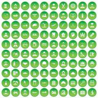 100 baanpictogrammen instellen groene cirkel vector