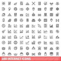 100 internet iconen set, Kaderstijl vector