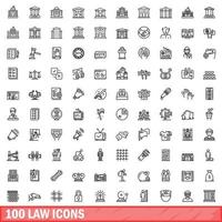 100 wet iconen set, Kaderstijl vector