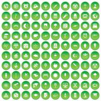 100 maanpictogrammen instellen groene cirkel vector