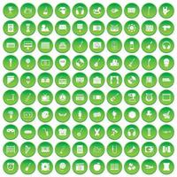 100 muzikaal onderwijs pictogrammen instellen groene cirkel vector