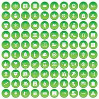 100 nationale feestdagpictogrammen instellen groene cirkel vector