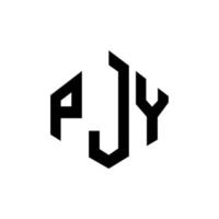 pjy letter logo-ontwerp met veelhoekvorm. pjy veelhoek en kubusvorm logo-ontwerp. pjy zeshoek vector logo sjabloon witte en zwarte kleuren. pjy monogram, business en onroerend goed logo.