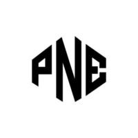 pne letter logo-ontwerp met veelhoekvorm. pne veelhoek en kubusvorm logo-ontwerp. pne zeshoek vector logo sjabloon witte en zwarte kleuren. pne monogram, bedrijfs- en onroerend goed logo.