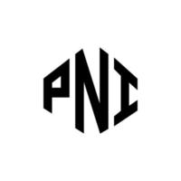 pni letter logo-ontwerp met veelhoekvorm. pni veelhoek en kubusvorm logo-ontwerp. pni zeshoek vector logo sjabloon witte en zwarte kleuren. pni-monogram, bedrijfs- en onroerendgoedlogo.