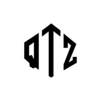 qtz letter logo-ontwerp met veelhoekvorm. qtz veelhoek en kubusvorm logo-ontwerp. qtz zeshoek vector logo sjabloon witte en zwarte kleuren. qtz-monogram, bedrijfs- en onroerendgoedlogo.