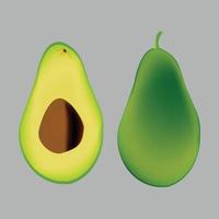 hele en gesneden avocado fruit. avocado-vector, vectorillustratie. vector