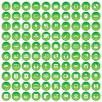 100 koptelefoonpictogrammen instellen groene cirkel vector