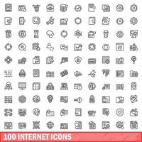 100 internet iconen set, Kaderstijl vector