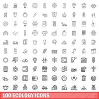 100 ecologie iconen set, Kaderstijl vector