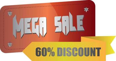 60 procent korting mega sale vierkante badge vectorafbeeldingen vector