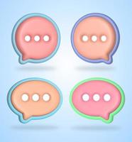 3D zeepbel toespraak sociale chat vector icon set.