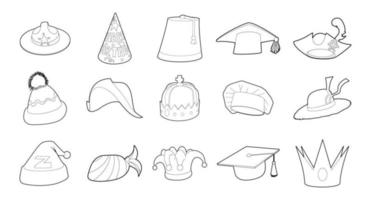 hoed pictogrammenset, Kaderstijl vector