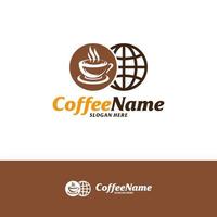wereld koffie logo ontwerpsjabloon. koffie logo concept vector. creatief pictogram symbool vector