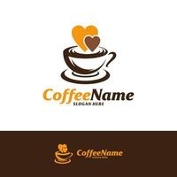 koffie liefde logo ontwerpsjabloon. koffie logo concept vector. creatief pictogram symbool vector