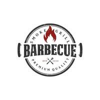 vintage retro bbq grill, barbecue, barbecue label stempel logo ontwerp vector
