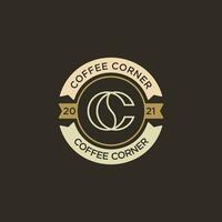 retro vintage koffiehoek logo ontwerp met cc brief concept. vector