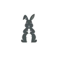vectorillustratie van konijn logo-ontwerp met wortel negatieve ruimte vector