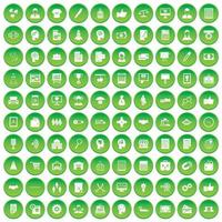100 bedrijfsstrategiepictogrammen instellen groene cirkel vector