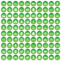 100 munt pictogrammen instellen groene cirkel vector