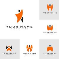 set letter h met mensen logo ontwerpsjabloon. eerste h logo concept vector. embleem, creatief symbool, icoon vector