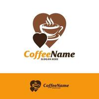 koffie liefde logo ontwerpsjabloon. koffie logo concept vector. creatief pictogram symbool vector