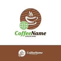 wereld koffie logo ontwerpsjabloon. koffie logo concept vector. creatief pictogram symbool vector