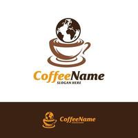 wereld koffie logo ontwerpsjabloon. koffie logo concept vector. creatief pictogram symbool vector