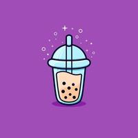 bubble tea met springkle logo cartoon vector