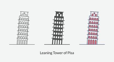 scheve toren van pisa in italië pictogram in verschillende stijl vectorillustratie. vector