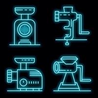 vleesmolen pictogrammen instellen vector neon