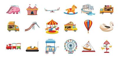 kind amusement pictogrammenset, cartoon stijl vector