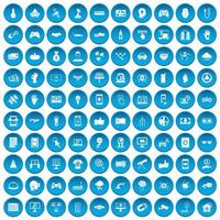 100 hi-tech iconen set blauw vector