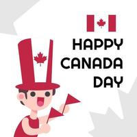 schattige Canadese mensen vieren Canada Day platte ontwerpillustratie vector