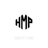 hmp letter logo-ontwerp met veelhoekvorm. hmp veelhoek en kubusvorm logo-ontwerp. hmp zeshoek vector logo sjabloon witte en zwarte kleuren. hmp-monogram, bedrijfs- en onroerendgoedlogo.