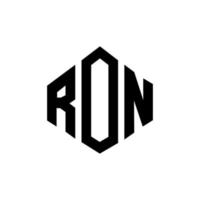 ron letter logo-ontwerp met veelhoekvorm. ron veelhoek en kubusvorm logo-ontwerp. ron zeshoek vector logo sjabloon witte en zwarte kleuren. ron monogram, business en onroerend goed logo.